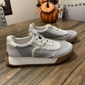 Sam Edelman Silver White Sporty Casual Fashion Sneakers Shoes Size 7.5 M Neutral
